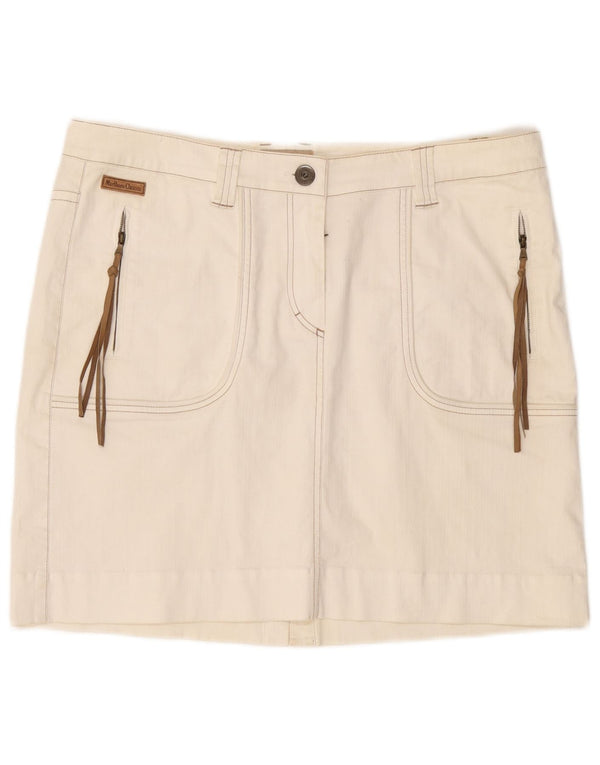 MARLBORO CLASSICS Womens High Waist Mini Skirt EU 50 3XL W36  White Cotton