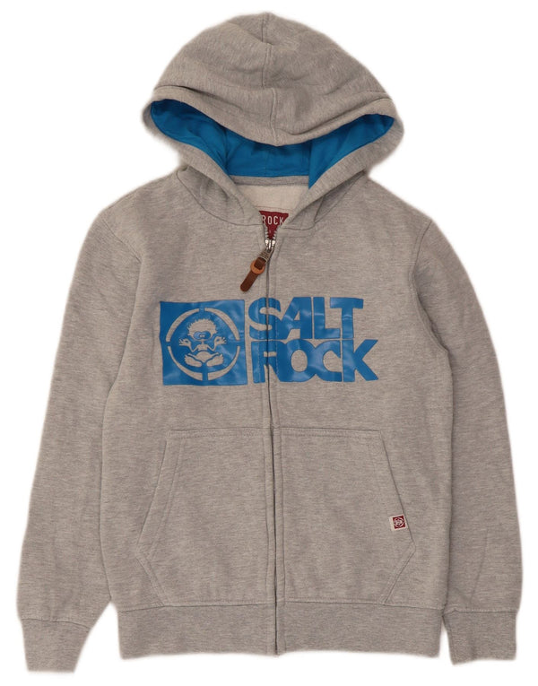 Saltrock Boys Graphic Zip Hoodie Sweater 7-8 Years Grey Cotton