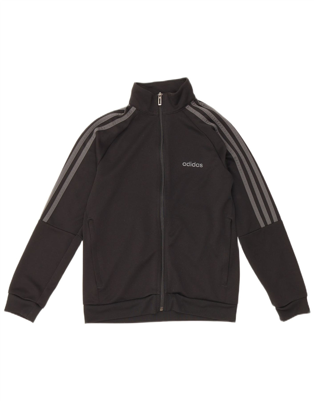 ADIDAS Boys Aeroready Tracksuit Top Jacket 11-12 Years Black Polyester