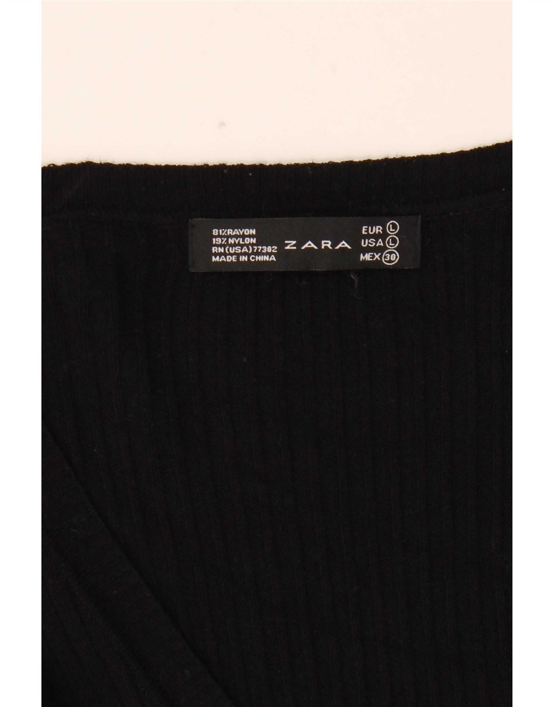 Zara Womens Top Long Sleeve UK 14 Large Black Rayon