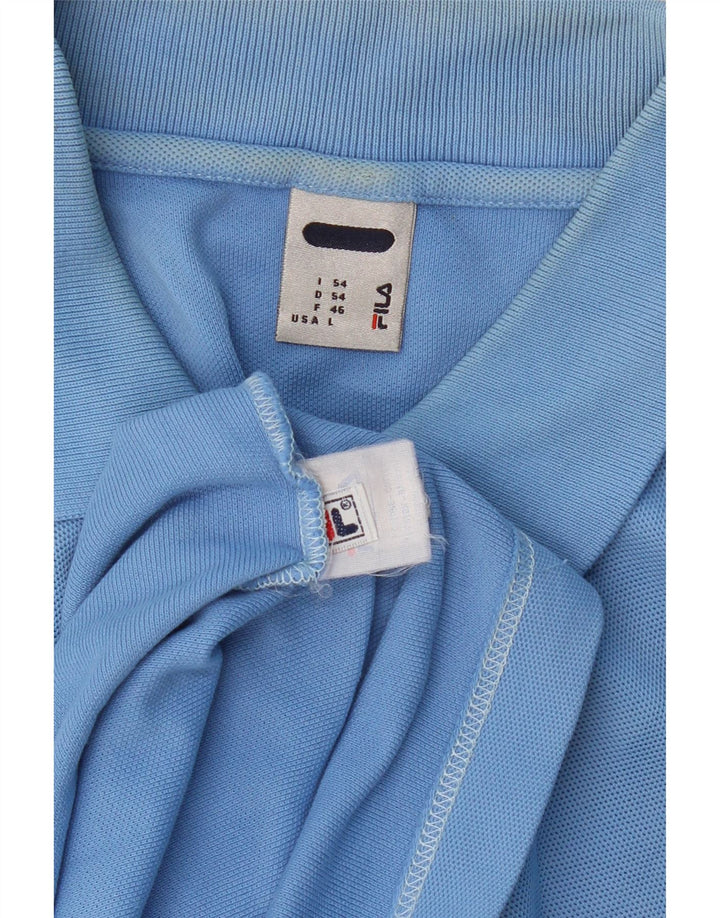 FILA Mens Polo Shirt Large Blue Cotton