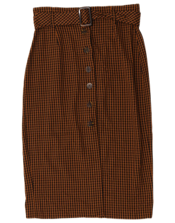 Zara Womens Trafaluc Mini Skirt Large W32  Brown Gingham