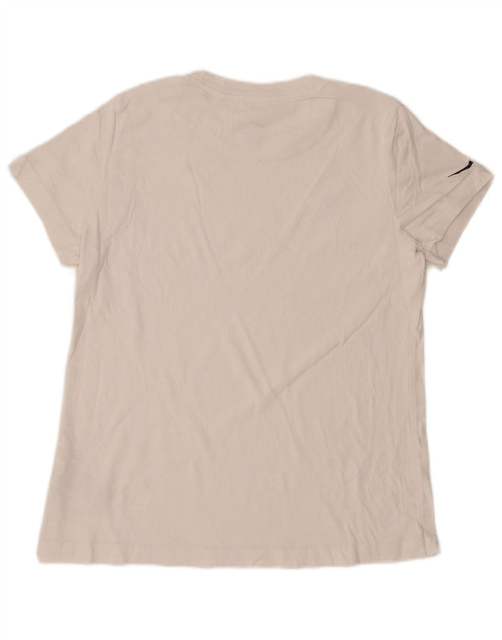 NIKE Womens T-Shirt Top UK 12 Medium White Cotton