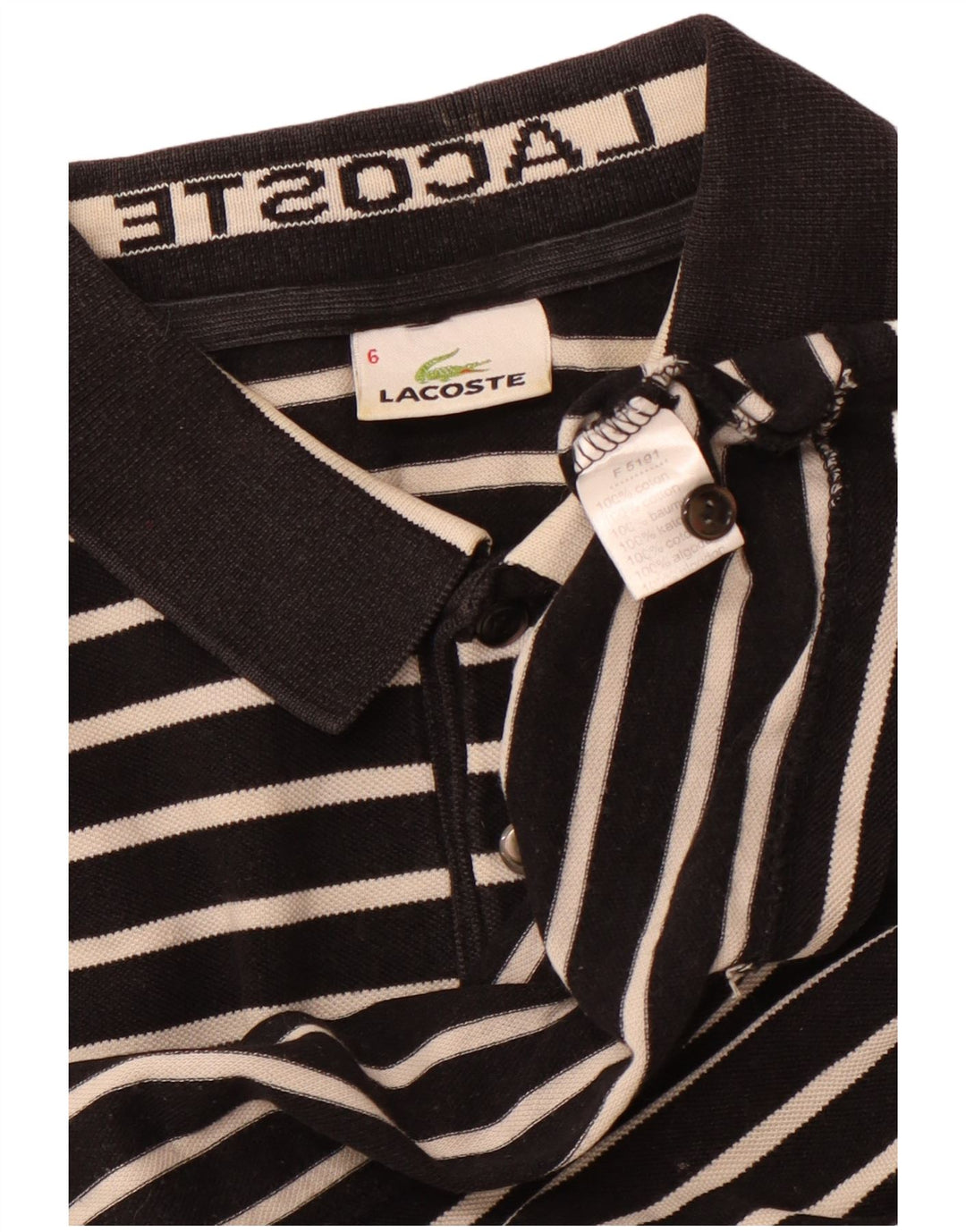 LACOSTE Mens Polo Shirt Size 6 XL Black Striped Cotton