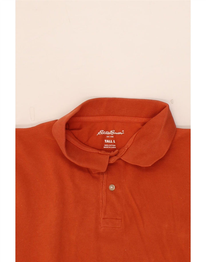 EDDIE BAUER Mens Tall Polo Shirt Large Orange Cotton Vintage Eddie Bauer and Second-Hand Eddie Bauer from Messina Hembry 