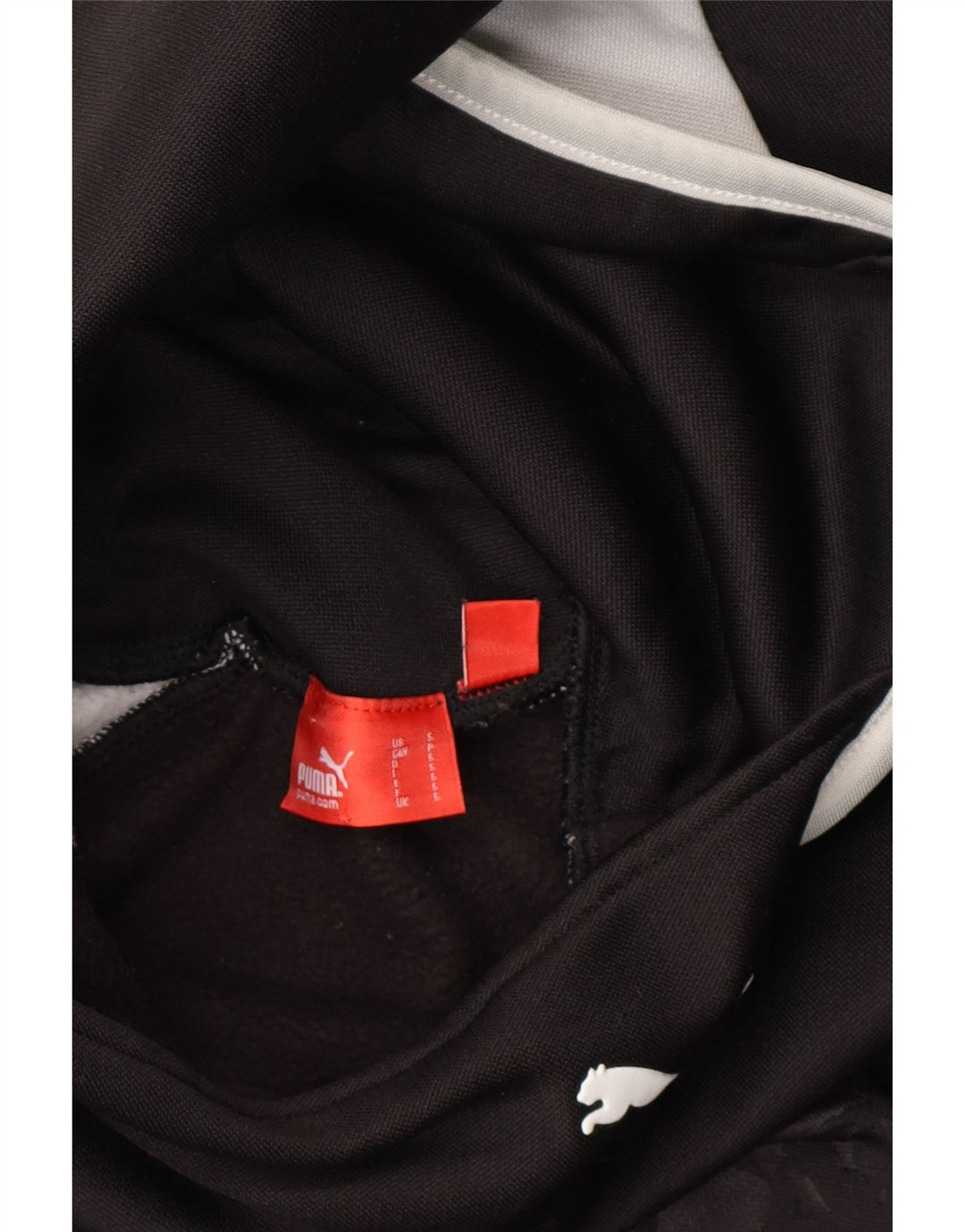 PUMA Mens Graphic Hoodie Jumper Small Black Colourblock Polyester Vintage Puma and Second-Hand Puma from Messina Hembry 