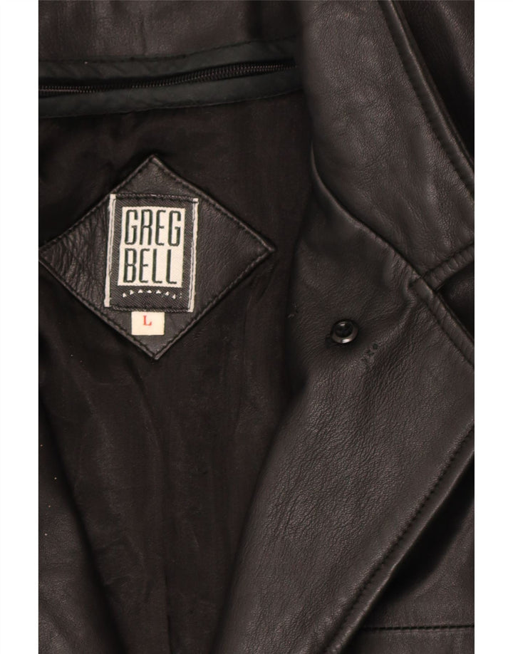 GREG BELL Womens Oversized Leather Coat UK 16 Large Black Leather Vintage Greg Bell and Second-Hand Greg Bell from Messina Hembry 