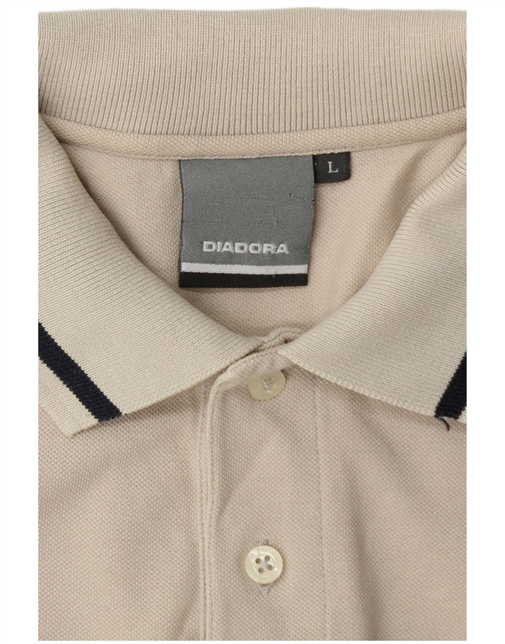 DIADORA Mens Polo Shirt Large White Cotton