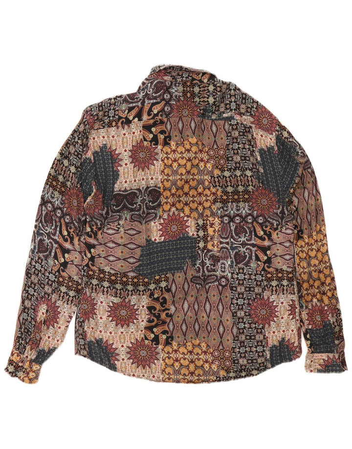 Zara Mens Relaxed Fit Shirt XL Multicoloured Patchwork Viscose