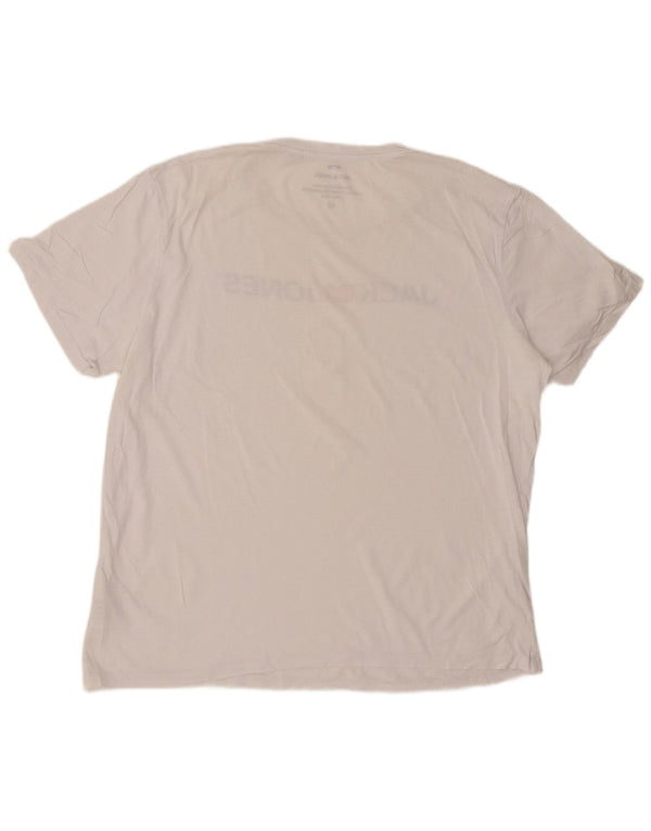 JACK & JONES Mens Graphic T-Shirt Top 2XL White Cotton