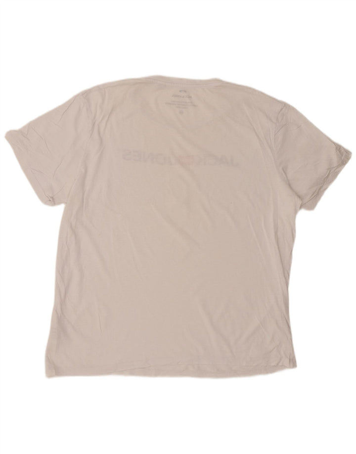 JACK & JONES Mens Graphic T-Shirt Top 2XL White Cotton