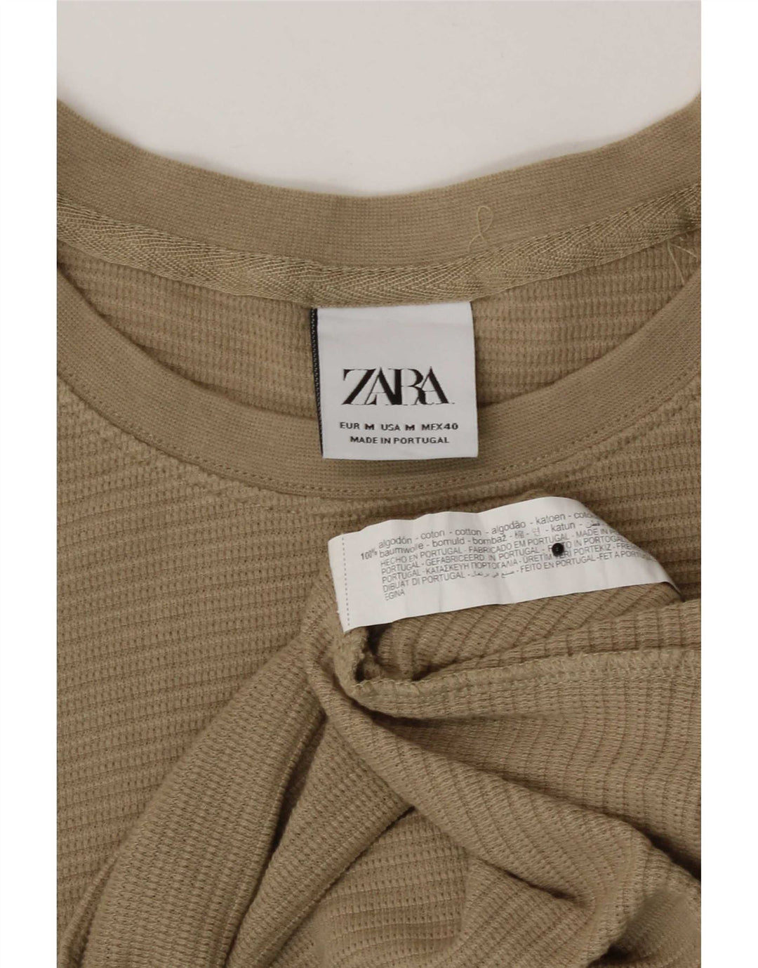 Zara Mens T-Shirt Top Medium Brown Cotton