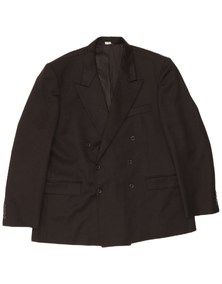 Angelico Mens Double Breasted Blazer Jacket IT 58 4XL Black Wool