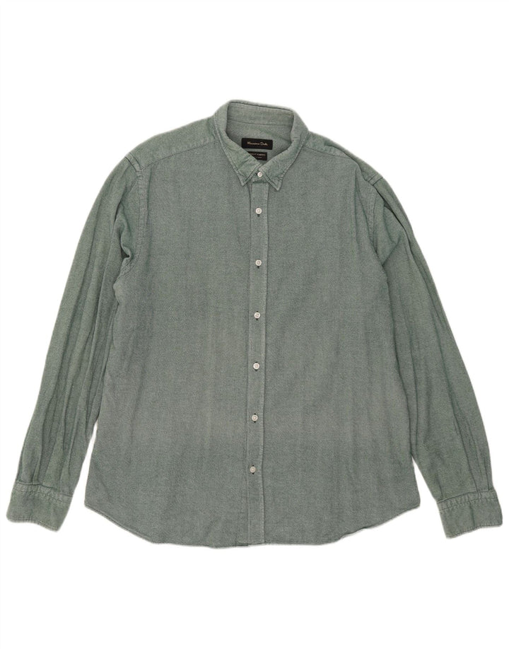 MASSIMO DUTTI Mens Shirt XL Green Cotton