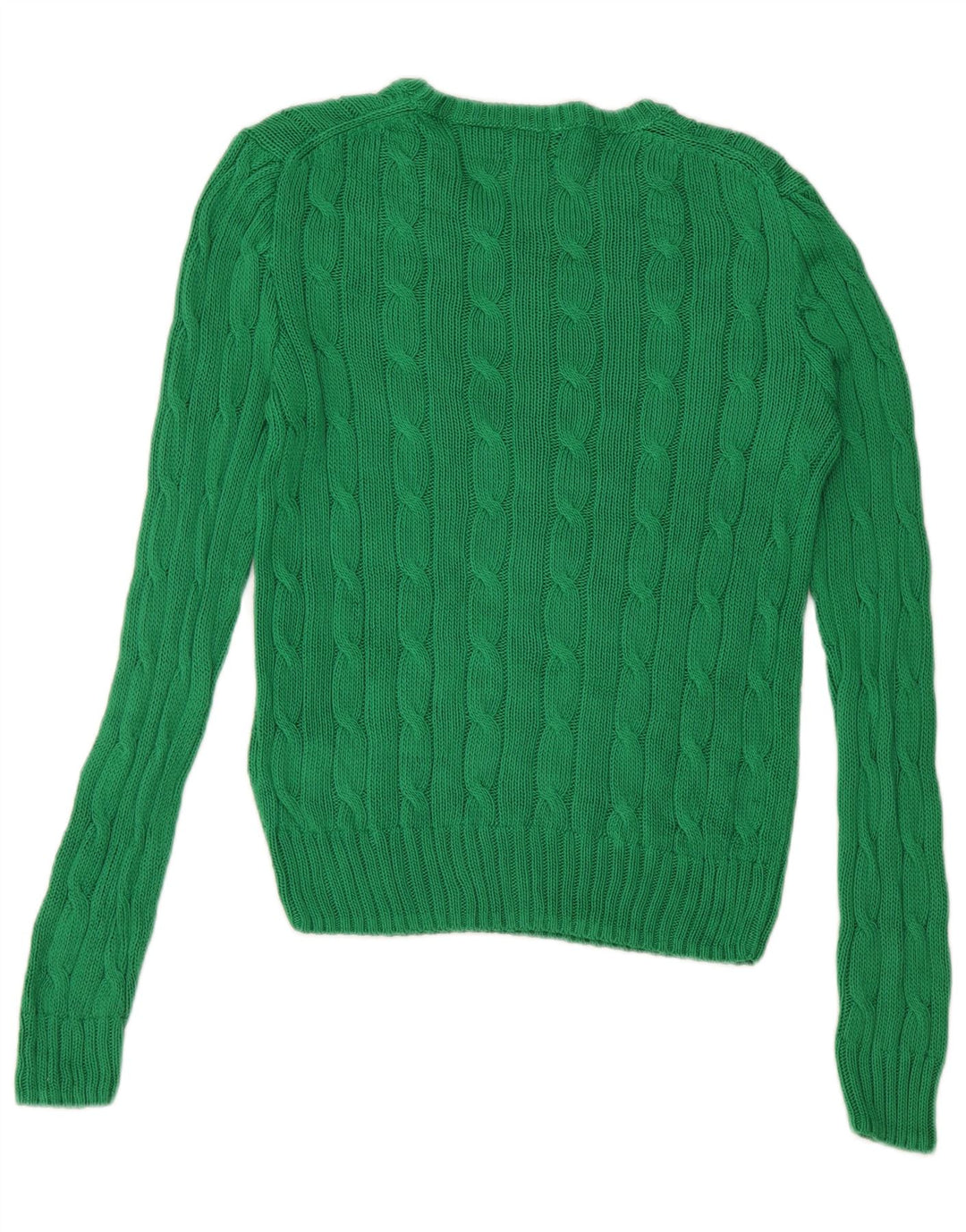 POLO RALPH LAUREN Womens Crew Neck Jumper Sweater UK 10 Small Green Cotton