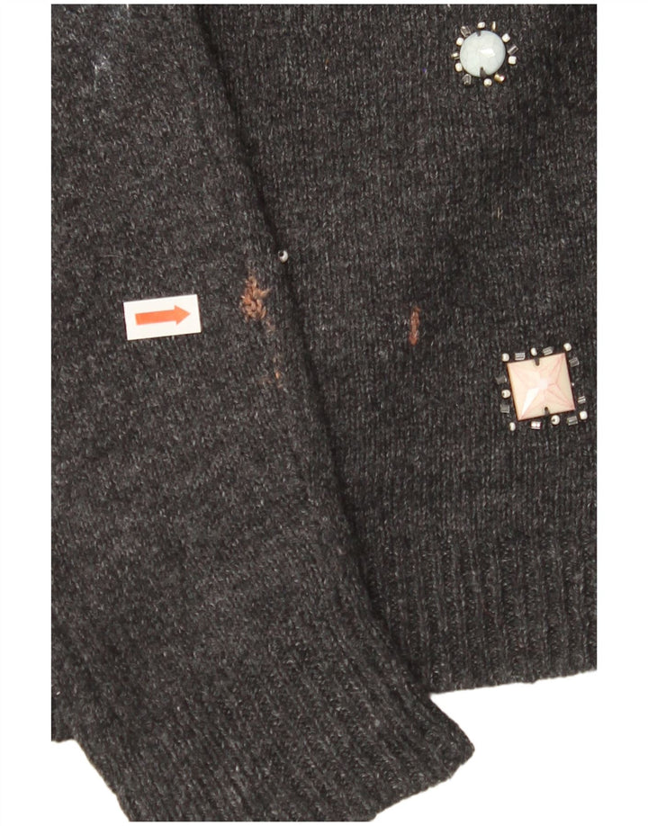 MONSOON Womens Boat Neck Jumper Sweater UK 12 Medium Grey Cotton