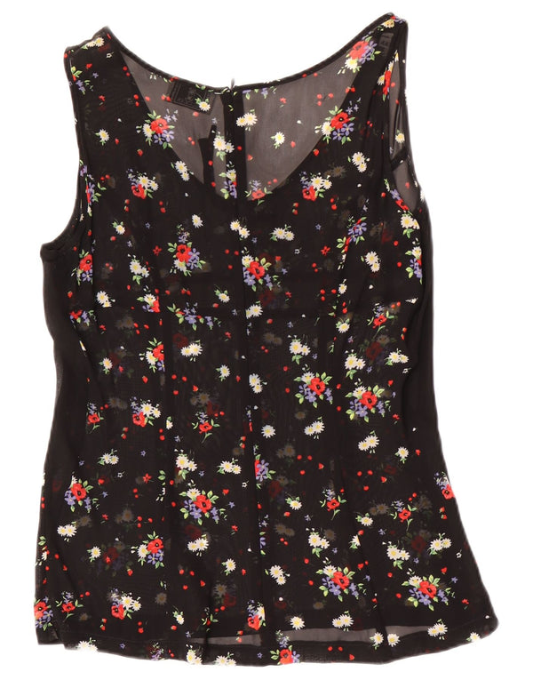 Oliver By Valentino Womens Sleeveless Blouse Top IT 44 Medium Black Floral