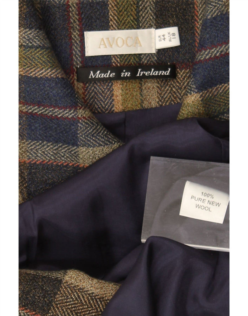AVOCA Womens 5 Button Blazer Jacket UK 18 XL Multicoloured Check New Wool Vintage Avoca and Second-Hand Avoca from Messina Hembry 