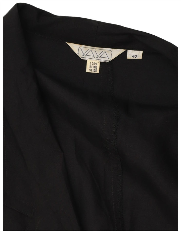 VINTAGE Womens 2 Button Blazer Jacket EU 42 Large Black Silk