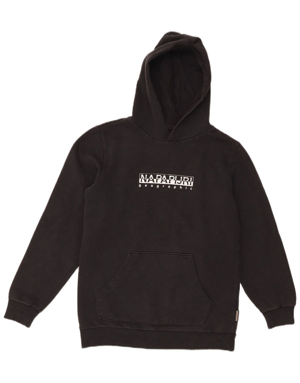 Napapijri Boys Geographic Graphic Hoodie Jumper 13-14 Years Black Cotton