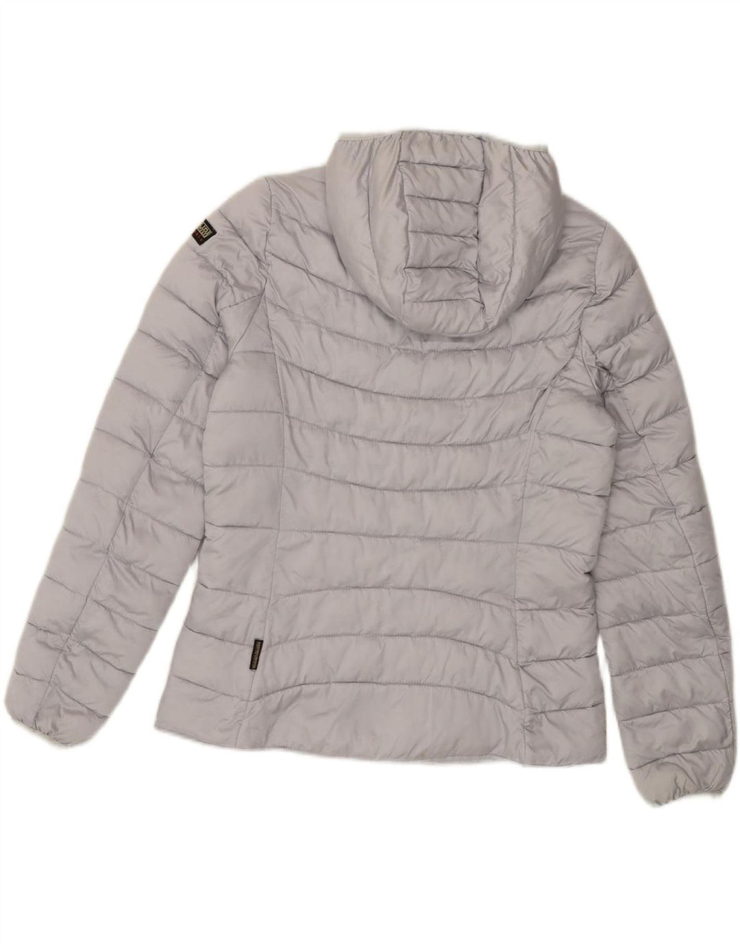 NAPAPIJRI Womens Hooded Padded Jacket UK 16 Large Grey Polyamide