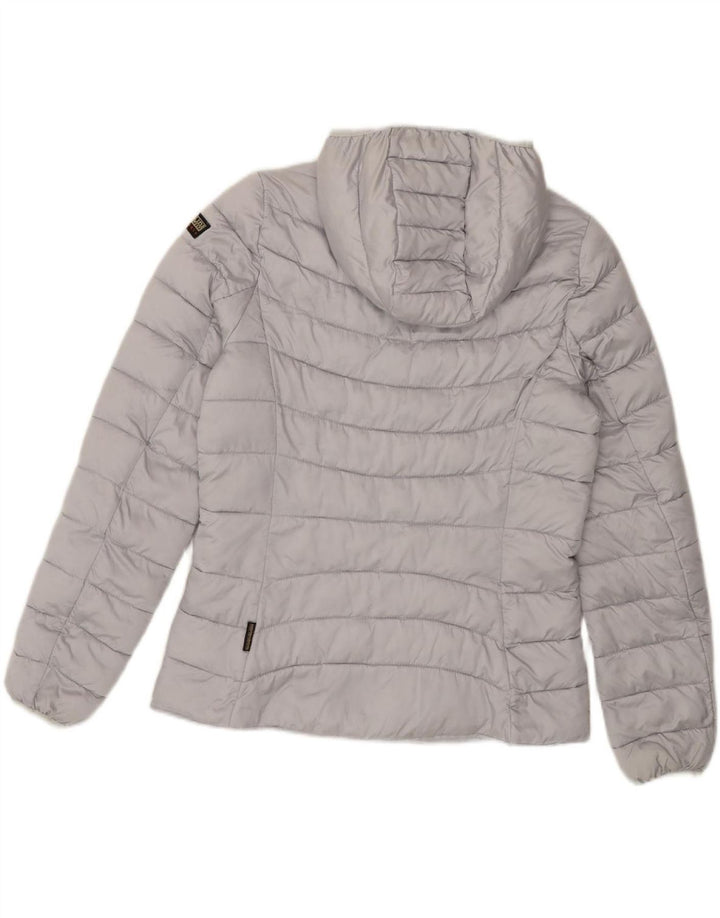 NAPAPIJRI Womens Hooded Padded Jacket UK 16 Large Grey Polyamide