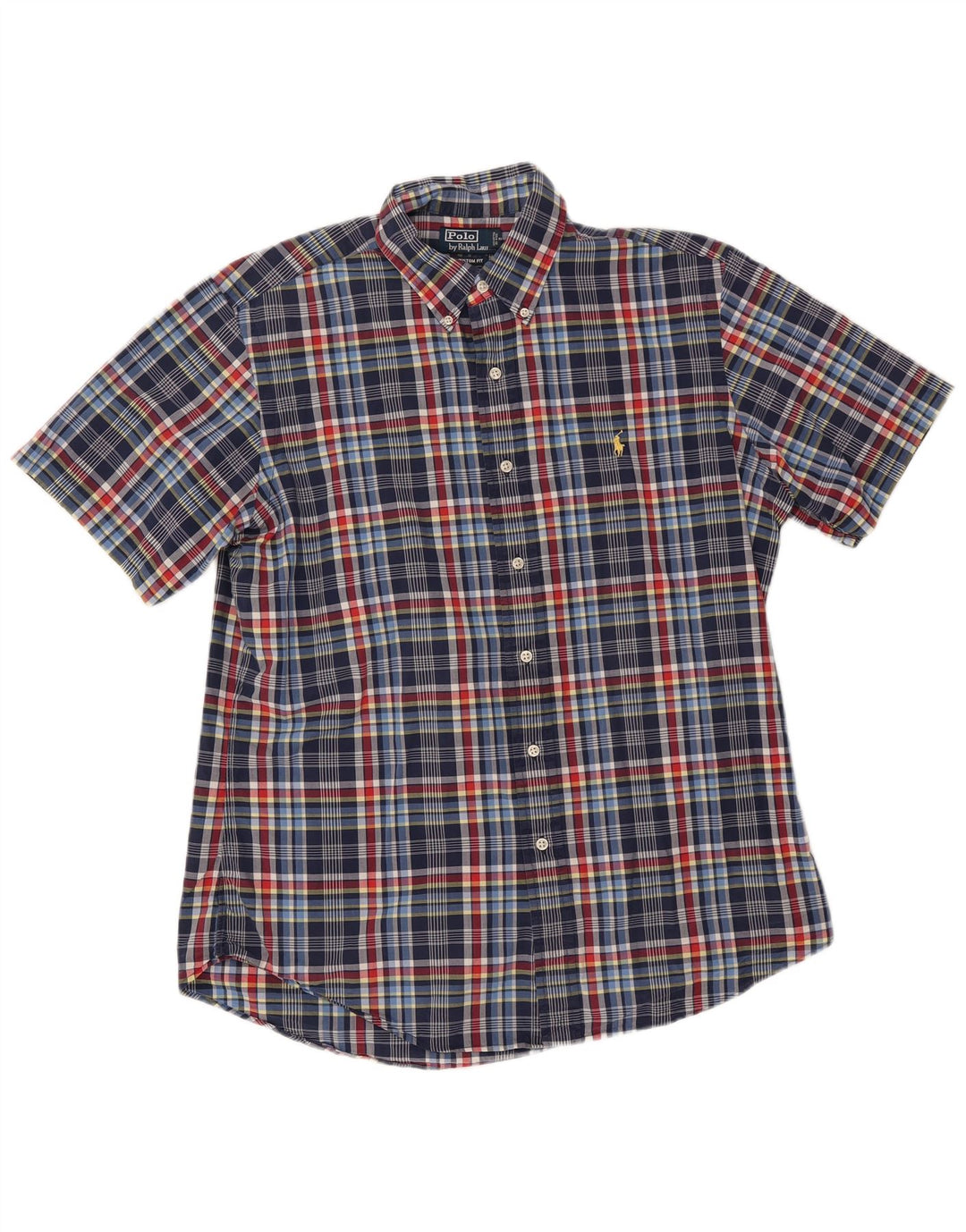 Polo Ralph Lauren Mens Custom Fit Shirt Large Blue Plaid Cotton