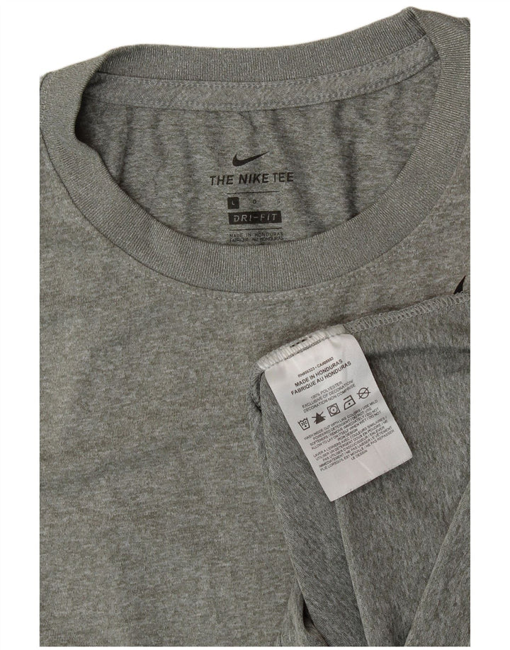 NIKE Womens Dri Fit T-Shirt Top UK 14 Large Grey Polyester