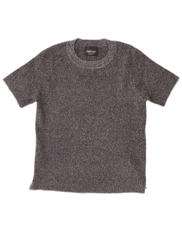 ZARA Womens Crop T-Shirt Top UK 8 Small Grey