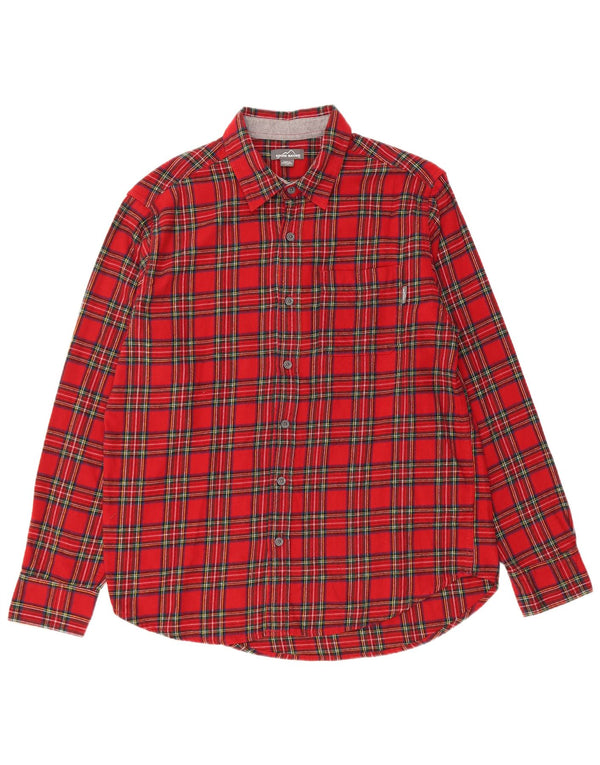Eddie Bauer Mens Flannel Shirt Large Red Check Cotton