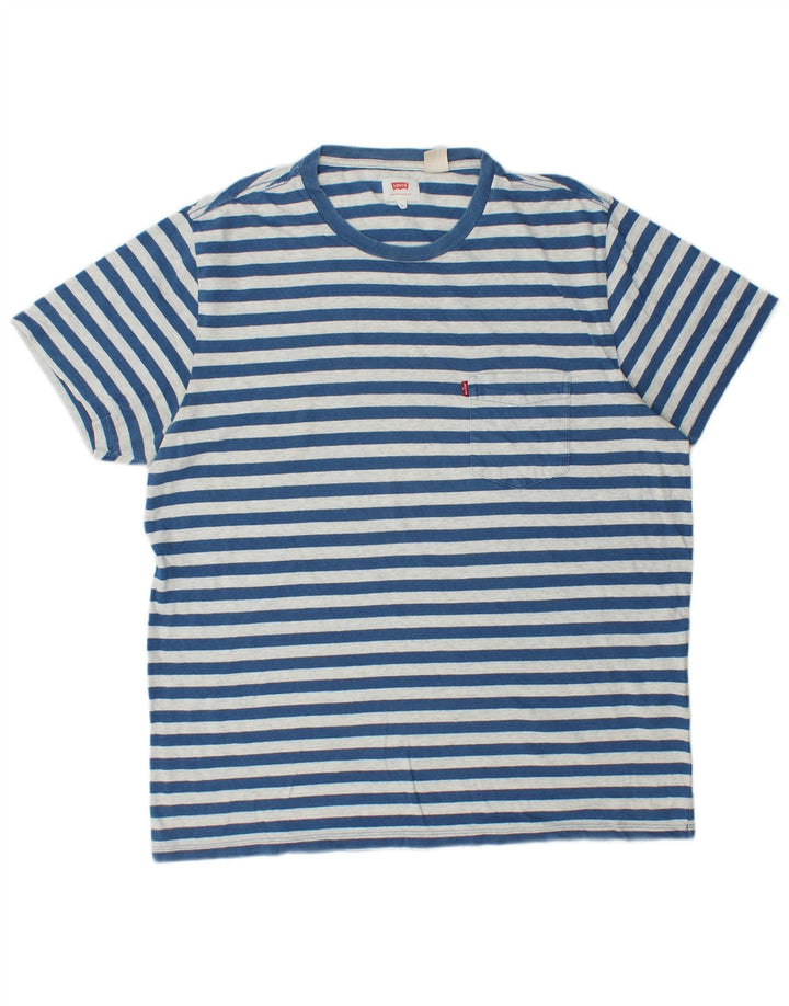 Levi's Mens T-Shirt Top XL Blue Striped Cotton