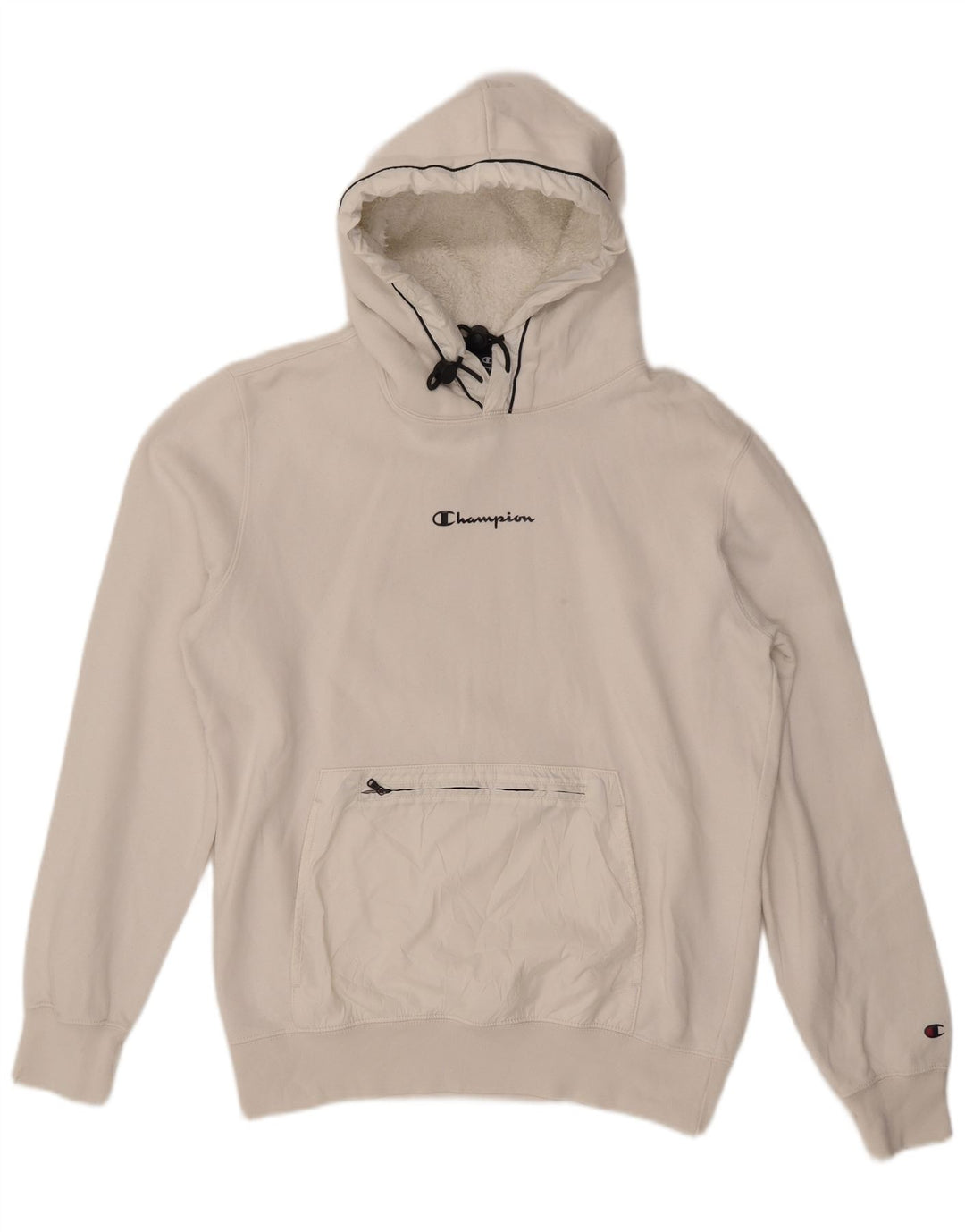 CHAMPION Womens Hoodie Jumper UK 16 Large White Cotton