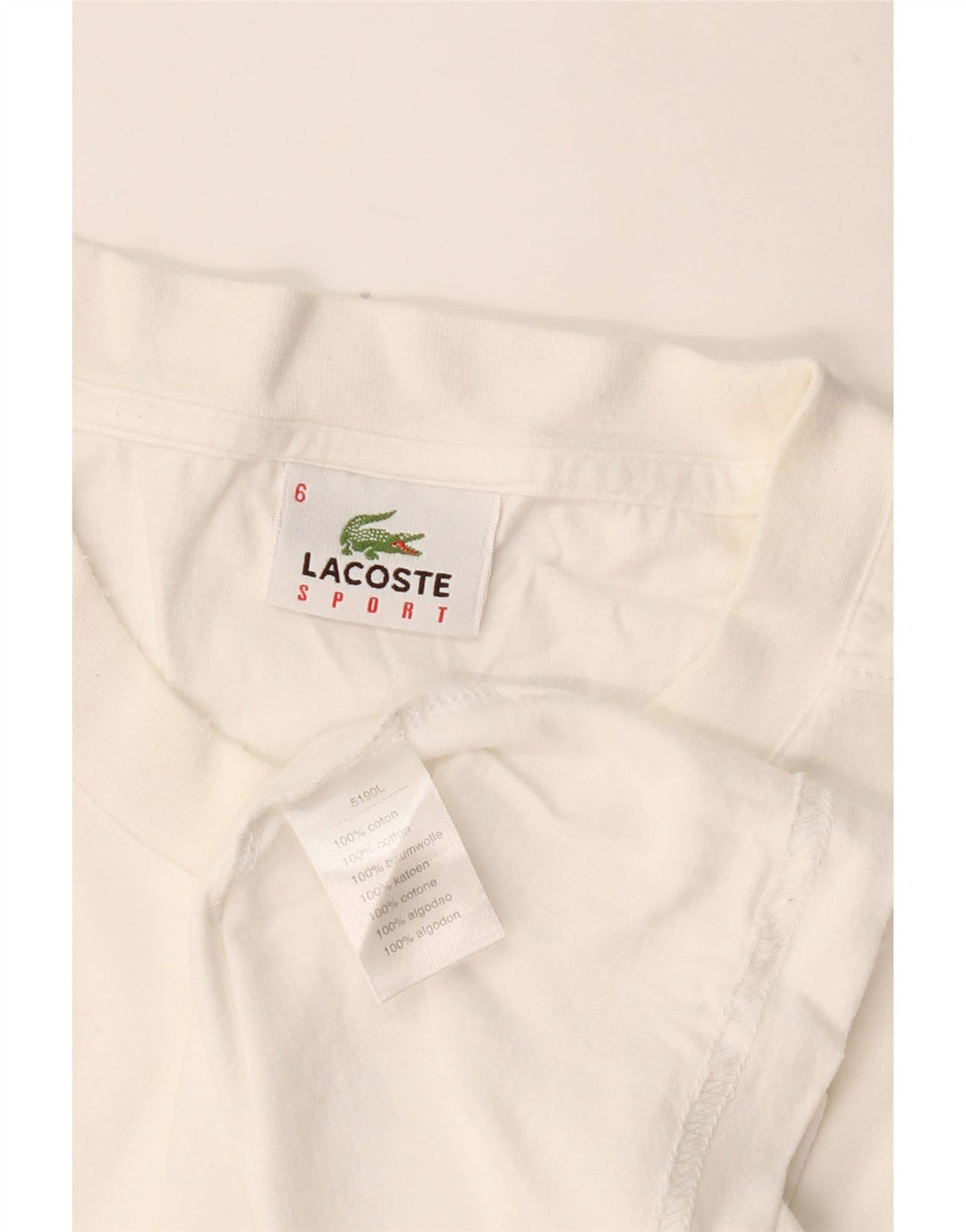 LACOSTE Mens T-Shirt Top Size 6 XL White Cotton