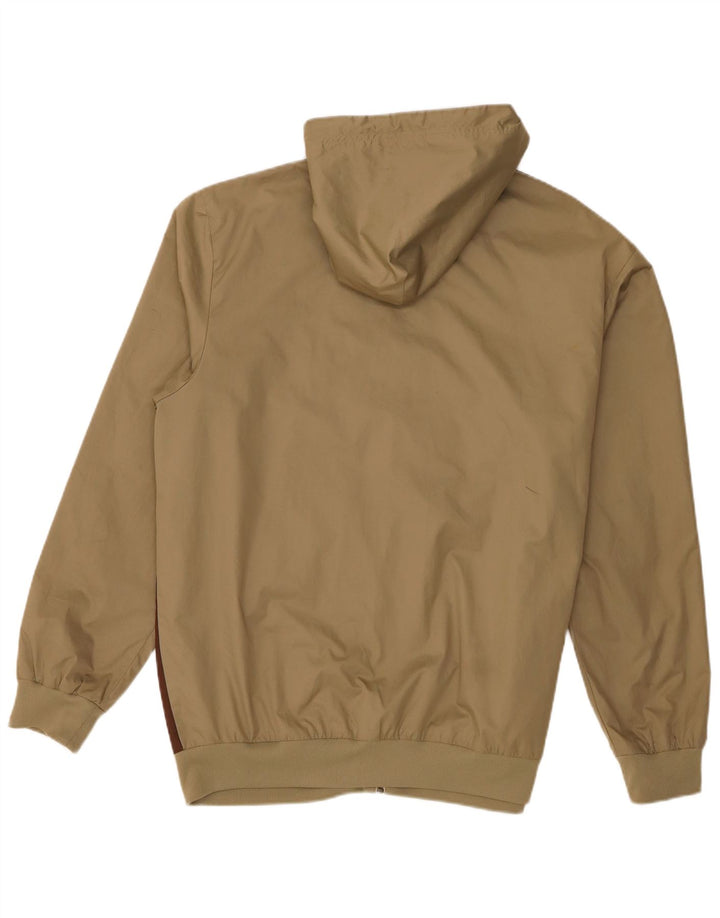 Adidas Mens Hooded Tracksuit Top Jacket Large Khaki Colourblock Polyester