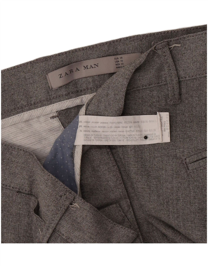 Zara Mens Slim Chino Trousers EU 38 Small W30 L27 Grey Polyester