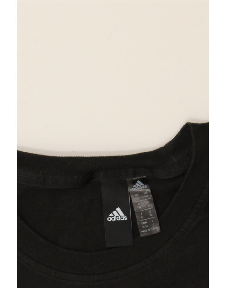 ADIDAS Mens Graphic T-Shirt Top Medium Black Cotton Vintage Adidas and Second-Hand Adidas from Messina Hembry 