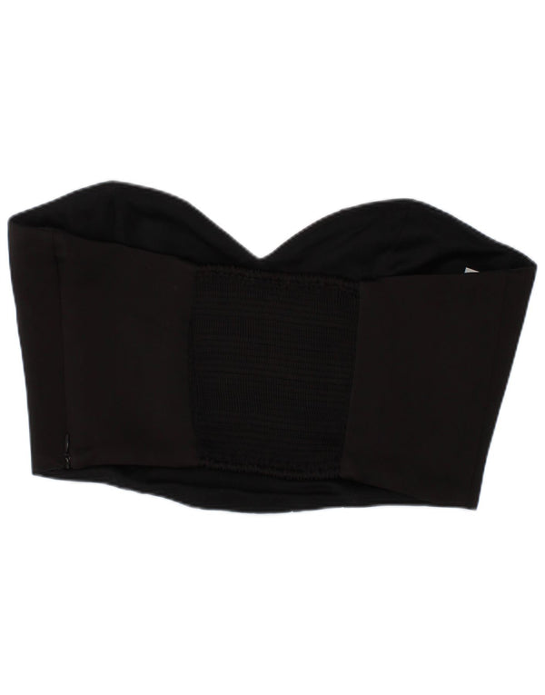 Zara Womens Crop Corset Top Medium Black Polyester