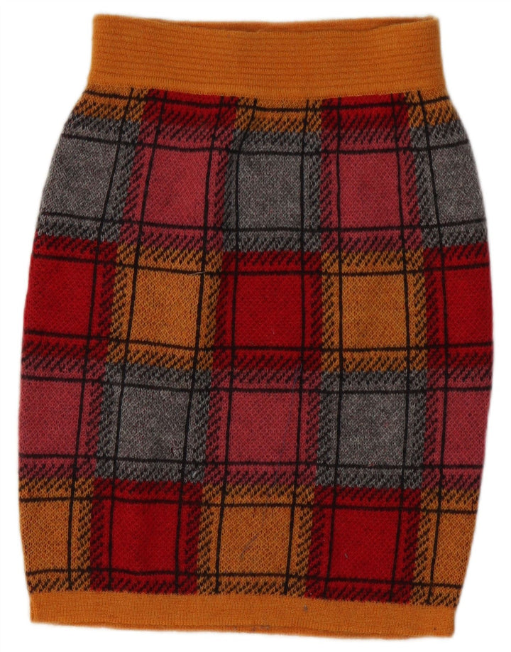 Vintage Womens Knit Pencil Skirt IT 44 Medium W26 Multicoloured Check