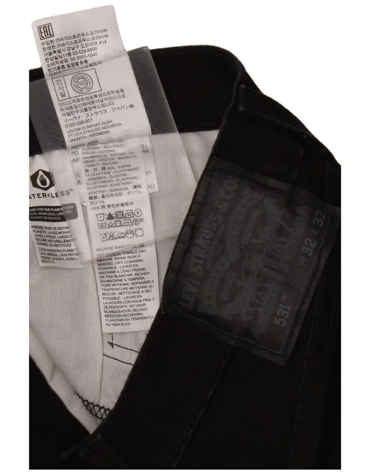 LEVI'S Mens 531 Slim Jeans W32 L32 Black Cotton