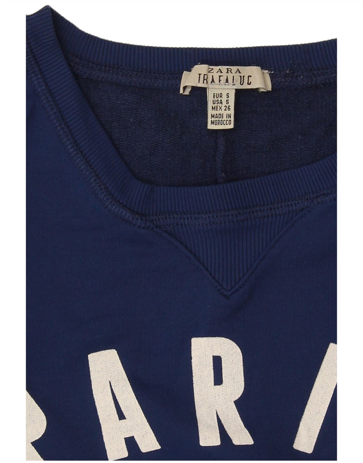 Zara Womens Paris Graphic Oversized Sweatshirt Jumper UK 10 Small Blue
