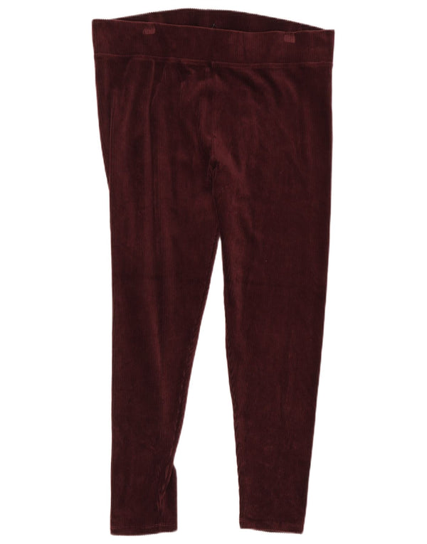 Marks & Spencer Womens Corduroy Leggings UK 18 XL Burgundy Cotton
