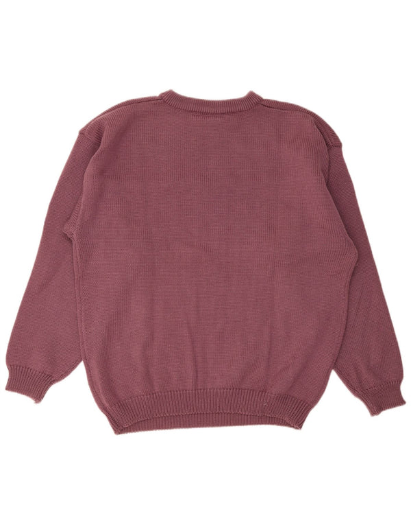 Vintage Mens Crew Neck Jumper Sweater Large Purple Polyacrylic