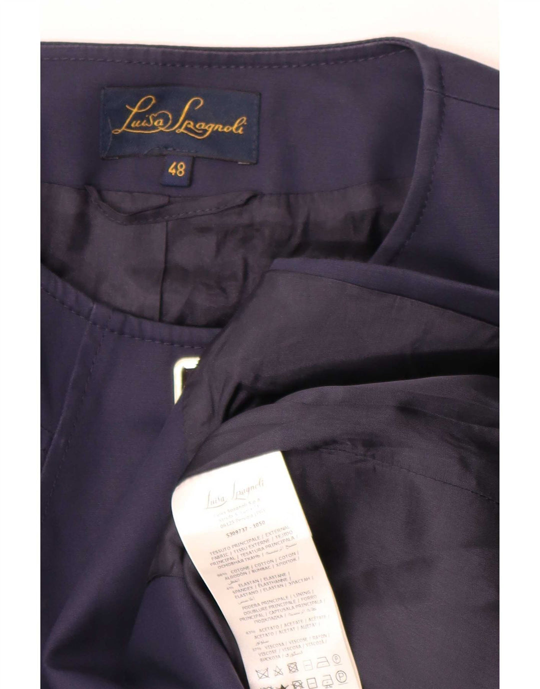 Luisa Spagnoli Womens 3 Button 3/4 Sleeve Blazer Jacket IT 48 XL Navy Blue