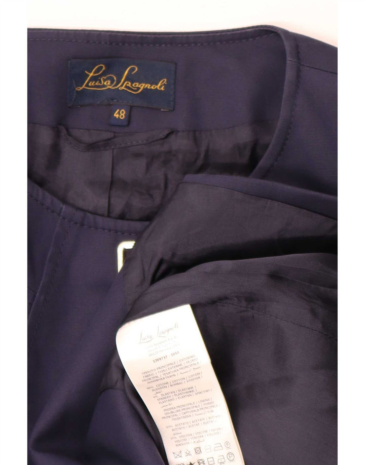 Luisa Spagnoli Womens 3 Button 3/4 Sleeve Blazer Jacket IT 48 XL Navy Blue