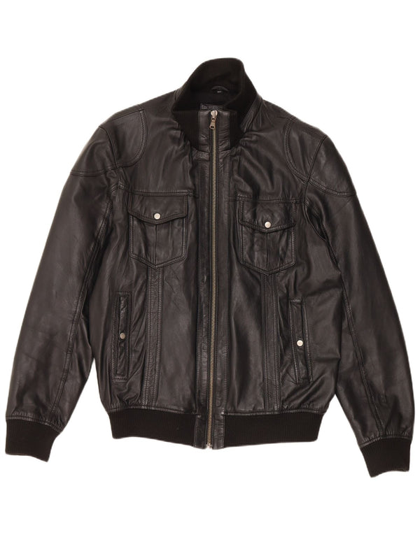 Vintage Mens Leather Jacket UK 40 Large Black Leather