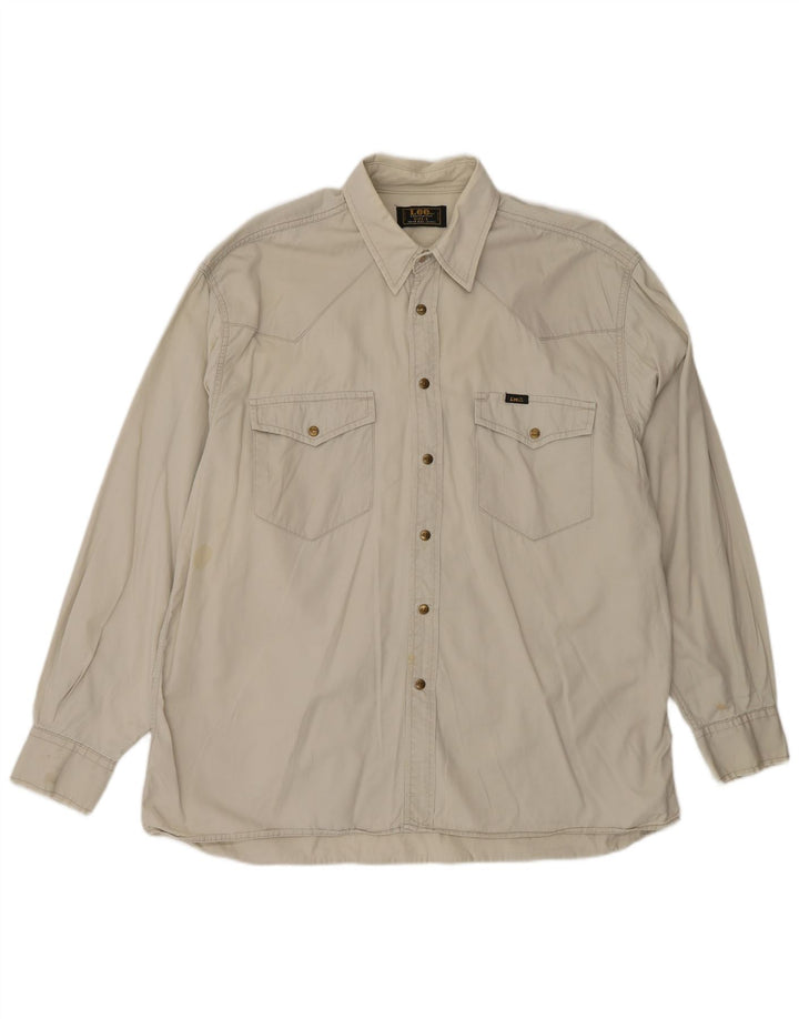 LEE Mens Shirt Large Beige Cotton Western
