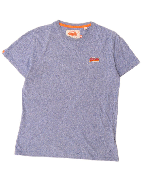 Superdry Mens T-Shirt Top Medium Blue Flecked Cotton