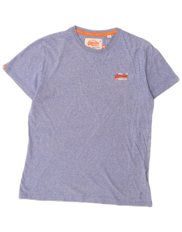 Superdry Mens T-Shirt Top Medium Blue Flecked Cotton