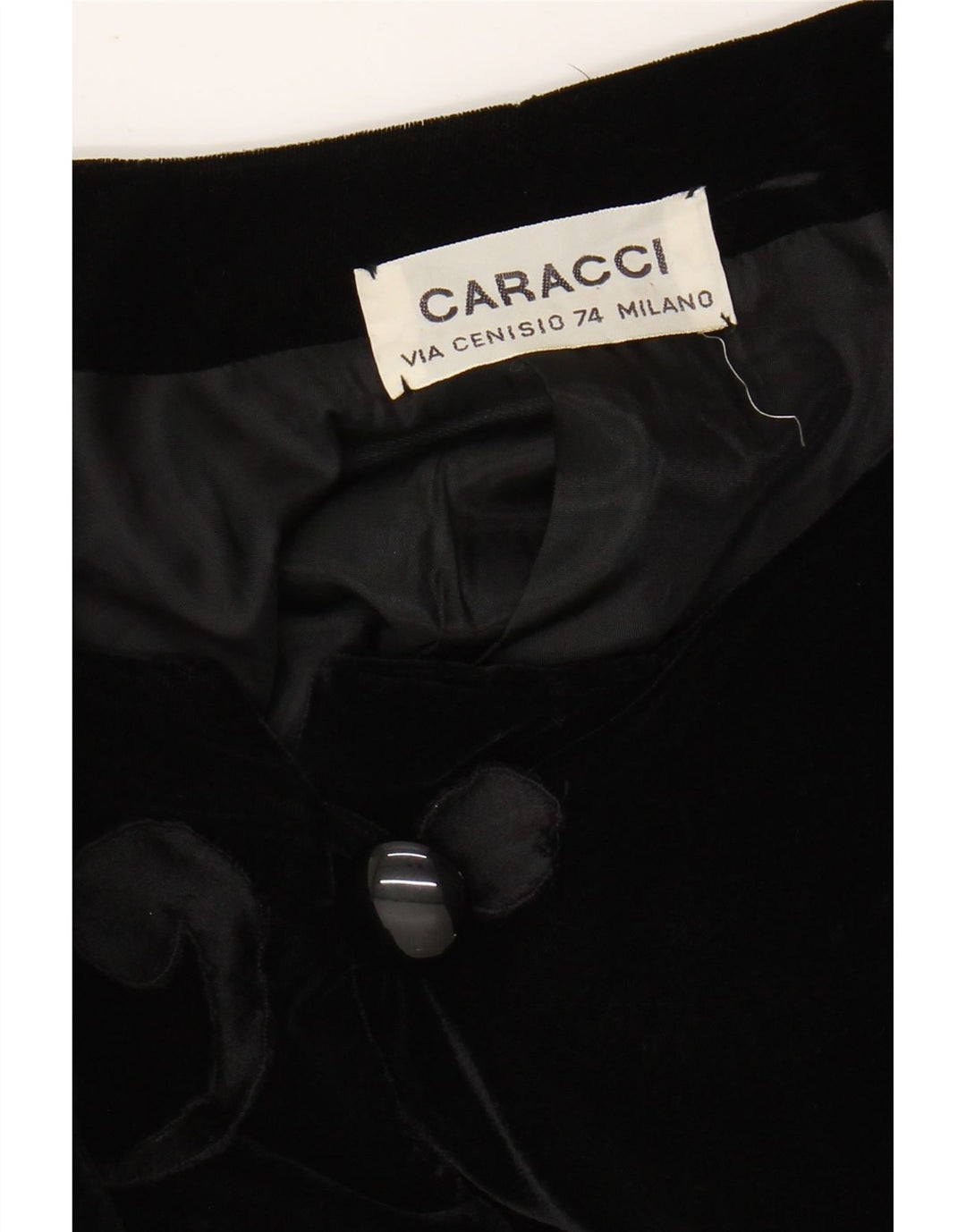 VINTAGE Womens 5 Button Velvet Blazer Jacket UK 12 Medium Black Paisley