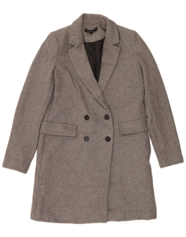 ZARA Womens Double Breasted Coat UK 10 Small Grey